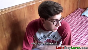 Cute stud playing with hiis big cock and her mate helping him