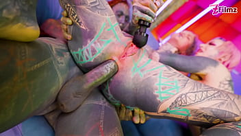 Alt horny tattooed sluts love to get rough fucked by two cocks