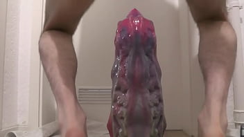 Anal monster dildo super deep warmup is over