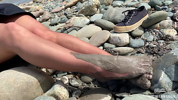 Dirty feet in pantyhose teasing outdoor Dirty feet in pantyhose teasing outdoor