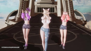 Mmd unis curious ahri akali seraphine Mmd unis curious ahri akali seraphine