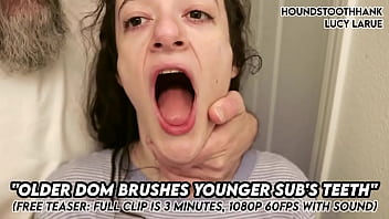 Older dom brushes young subs teeth Older dom brushes young subs teeth
