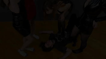 Degradation of a detestable slave with spitting from four mistresses Degradation of a detestable slave with spitting from four mistresses