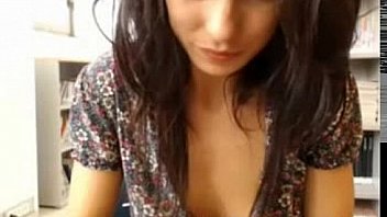Girl teases in public library on webcam show Girl teases in public library on webcam show