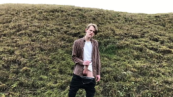 Cold and beauty horny boy jerking off and cums hard