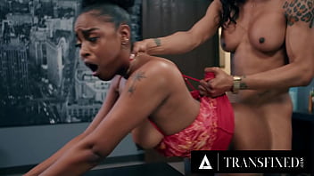 Trans babe creampies her boss's pussy