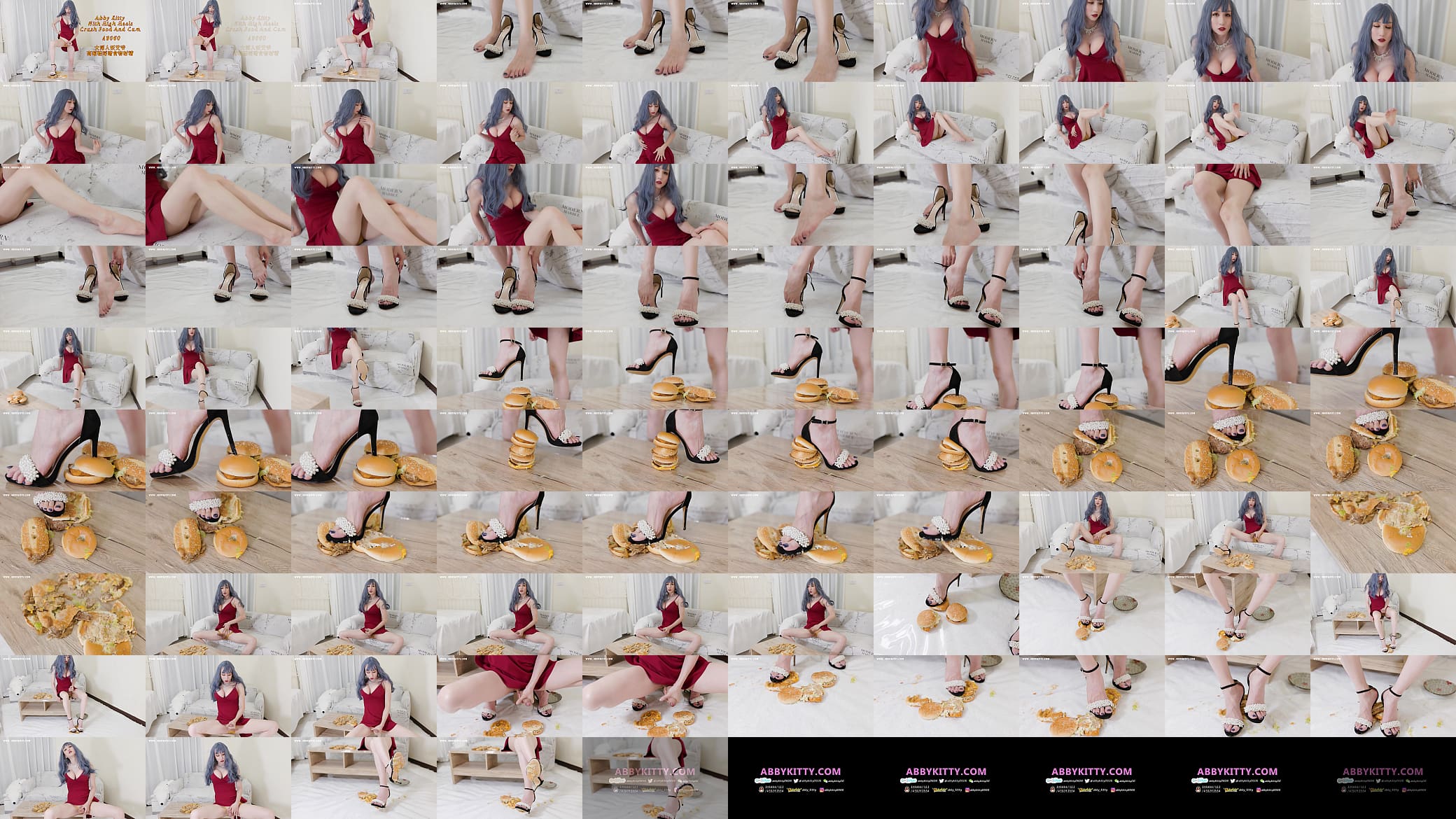 Abby Kitty in high heels crushed food and cum in a display of ultimate submission