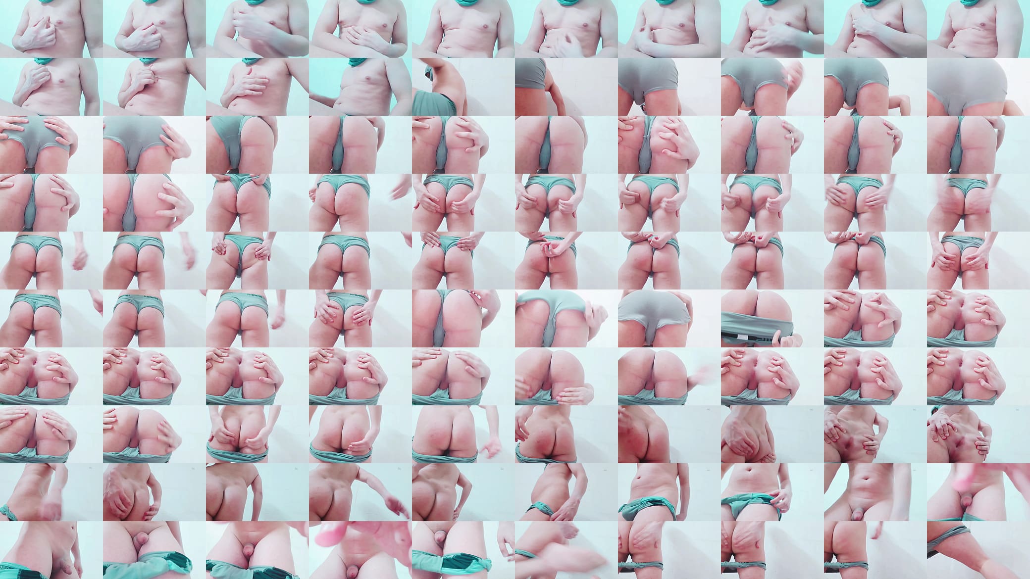 A man's bare butt with a visible anus