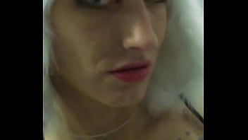 Vilja’s panda hat hides nothing as she fingers her dripping pussy fishnet stretched tight pulling out saggy tits while craving a hard dick