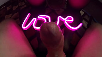 Girl with big ass in sexy pantyhose sucks dick and fucks cowgirl and doggystyle by the light of pink lamp love - amateur couple sex pov