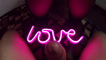 Girl with big ass in sexy pantyhose sucks dick and fucks cowgirl and doggystyle by the light of pink lamp love - amateur couple sex pov