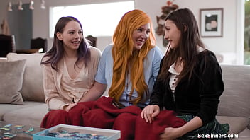 Busty redhead lesbian lauren phillips is happy to be a mentor for two inexperienced teens maya woulfe and lily milf teaches how to lick