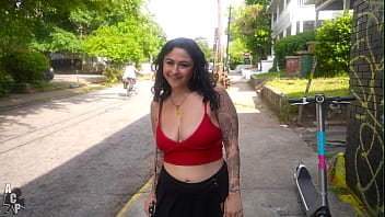 Slutty whore gets fucked publicly and sucks mad dick after being greeted by a big dick stranger in little five points
