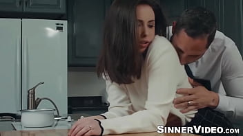 She grabs her husband's cock grinds up against him and is dripping wet the moment her panties come down