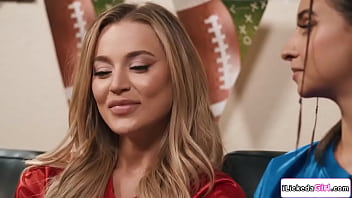 Lesbian babe blake blossom won the bet so her friends asian nicole doshi latina hailey rose and ebony ameena green take turns licking her pussy