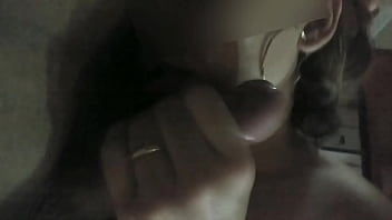Mmf cuckold husband films her slutty wife making a handjob for his friend while she is desperate asking for cumshot over her face - my wife for another