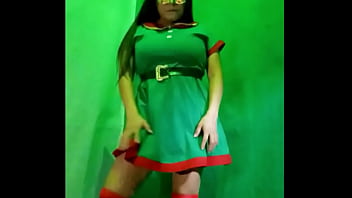 Stepdad is in a bad mood and i send him homemade porn dressed as a sexy elf so that he gets happy and horny