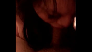 Latina tries to swallow big brown cock