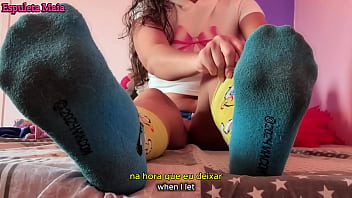 Guided handjob - feet being worshipped - foot sniffer waits for his mistress to tell him to smell her dirty socks until he cums