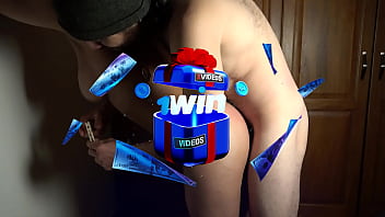I eat my stepsister's ass and fuck her against the wall with a clothespins on her bouncing tits creampie