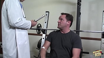 A well-endowed blonde nurse has her voluptuous posterior penetrated by the well-hung doctor till he reaches climax