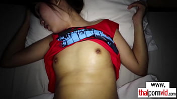 Skinny amateur asian slut fucked by her european client in doggystyle