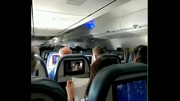 Hot young girl inside the aeroplane