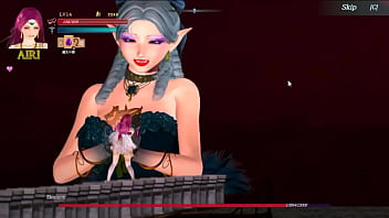 Big woman kisses pink haired lady in lesbian scene of guilty hell erotic hentai ryona gameplay