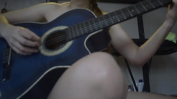 Petite blonde strips for her guitar teacher so he can finish on her back so he doesn't get her pregnant because he's much older