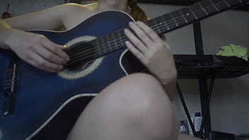 Petite blonde strips for her guitar teacher so he can finish on her back so he doesn't get her pregnant because he's much older