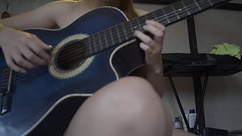 Petite blonde strips for her guitar teacher so he can finish on her back so he doesn't get her pregnant because he's much older