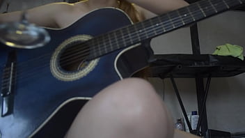 Petite blonde strips for her guitar teacher so he can finish on her back so he doesn't get her pregnant because he's much older