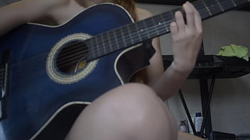 Petite blonde strips for her guitar teacher so he can finish on her back so he doesn't get her pregnant because he's much older