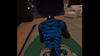 Mute cat grinds against bunny momma's clit until they both cum
