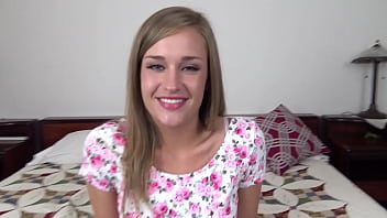 April brookes cute 19 yo blonde all natural girl next door pov blowjob and gets huge messy facial