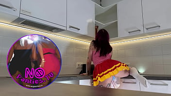Amazingly beautiful big tits big ass cute horny redhead with a short mini skirt at home gets bored to show her socks and transparent underwear