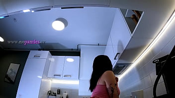 Amazingly beautiful big tits big ass cute horny redhead with a short mini skirt at home gets bored to show her socks and transparent underwear