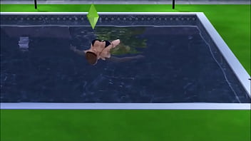 Big breasted college drop out lays around nude in her backyard masturbating while being watched