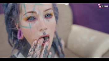 Heavy tattoo girl anuskatzz dap anal swallow gape prolapse split tounge blow job - goth punk alt porn zf006