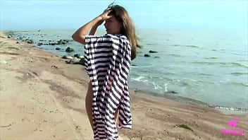 Teasing brat gets a lot of fun at the beach as she strips off and poses what a nice shaped body get ready to watch her play with her hard nipples and sweet pussy fucking gold-worth