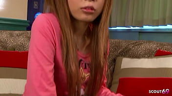 Redhead skinny japanese girl give intense pov blowjob and cumplay after cum in mouth at uncensored jav in japan