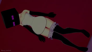 Caliente novia se coloca una mascara de minecraft para follar hentai 3d