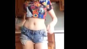 Webcam girl dancing on live webcam