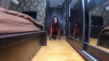 Preview- the nympho wife plays with her camel-toe jumpsuit and put some cum on her shinny red down-jacket 230#amateur #m
