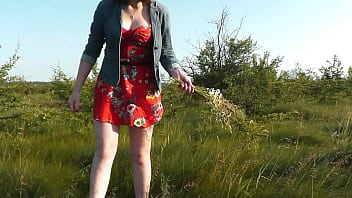 Beautiful sweet cute brunette girl assol outside in nature without panties in short dress wild beach ass hairy pussy doggystyle short skirt teenager teen virgin student no panties in public