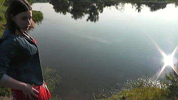 Beautiful sweet cute brunette girl assol outside in nature without panties in short dress wild beach ass hairy pussy doggystyle short skirt teenager teen virgin student no panties in public