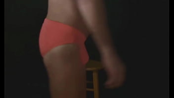 Part 2 - down in the dark - sneak a peek preview - groin stretching on the stool with dark background and bright briefs - with the light off