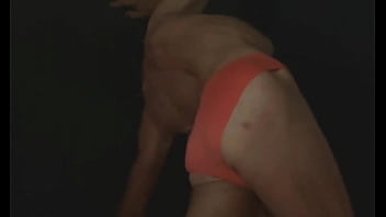 Part 2 - down in the dark - sneak a peek preview - groin stretching on the stool with dark background and bright briefs - with the light off