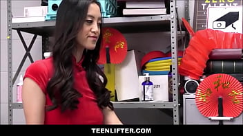 Teenlifter - cute small tits skinny asian teen shoplifter orgasms after making sex deal with mall cop in exchange for her freedom
