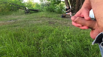 I approached this lonely girl and started jerking off my cock next to her she sat silently watched and touch my cock when i cum